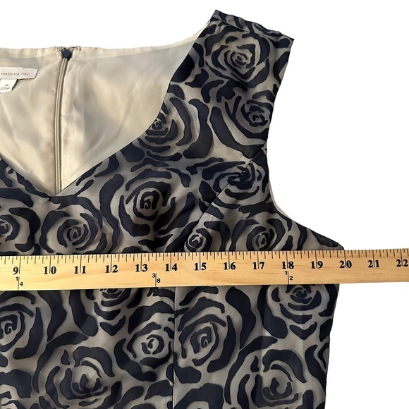 dressbarn CB Established 1962 Party Dress Black Rose Pattern/Tan Lining Sz. 14 - Picture 8 of 16